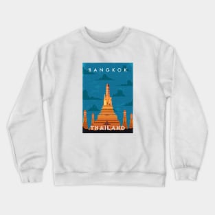 Bangkok, Thailand. Retro travel poster Crewneck Sweatshirt